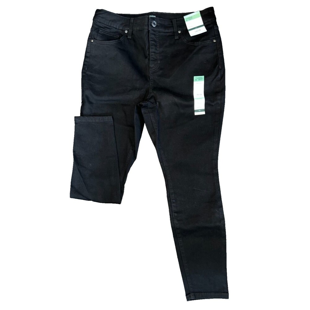 NWT Terra & Sky Women's Core Skinny High Rise Black Denim Jeans Plus 14W